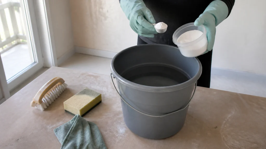 Illustration éditoriale pour l’article « Maîtriser le dosage de la lessive St Marc pour vos travaux »