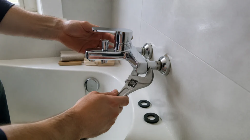 Illustration éditoriale pour l’article « Réussir le remplacement de votre mitigeur de baignoire »