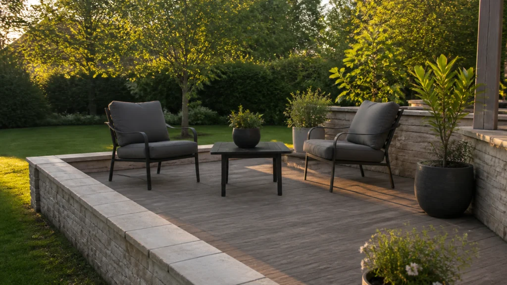Illustration éditoriale pour l’article « Réussir l'aménagement d'une terrasse avec petit muret »